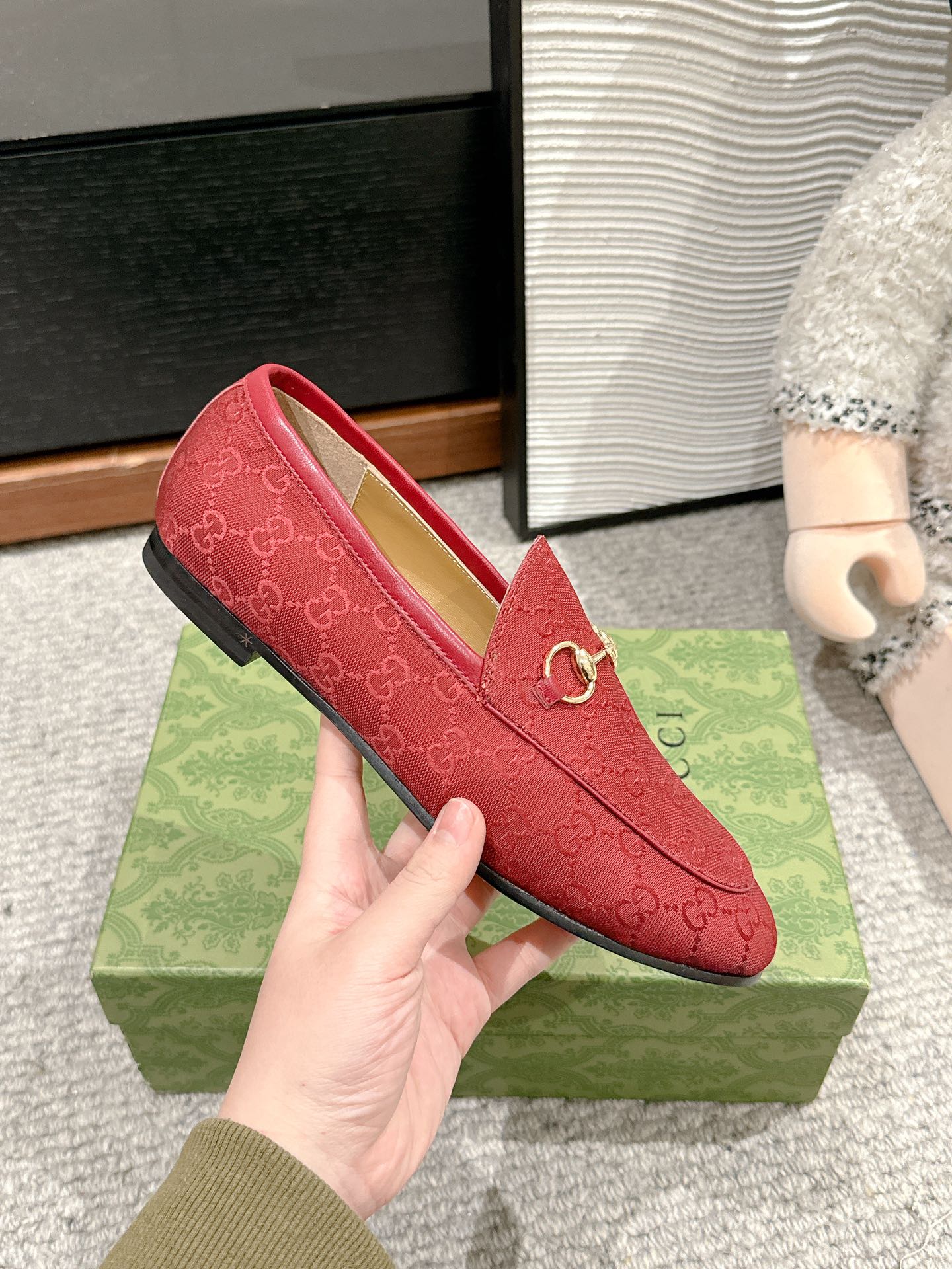 Horsebit Jordaan Loafer Red Canvas