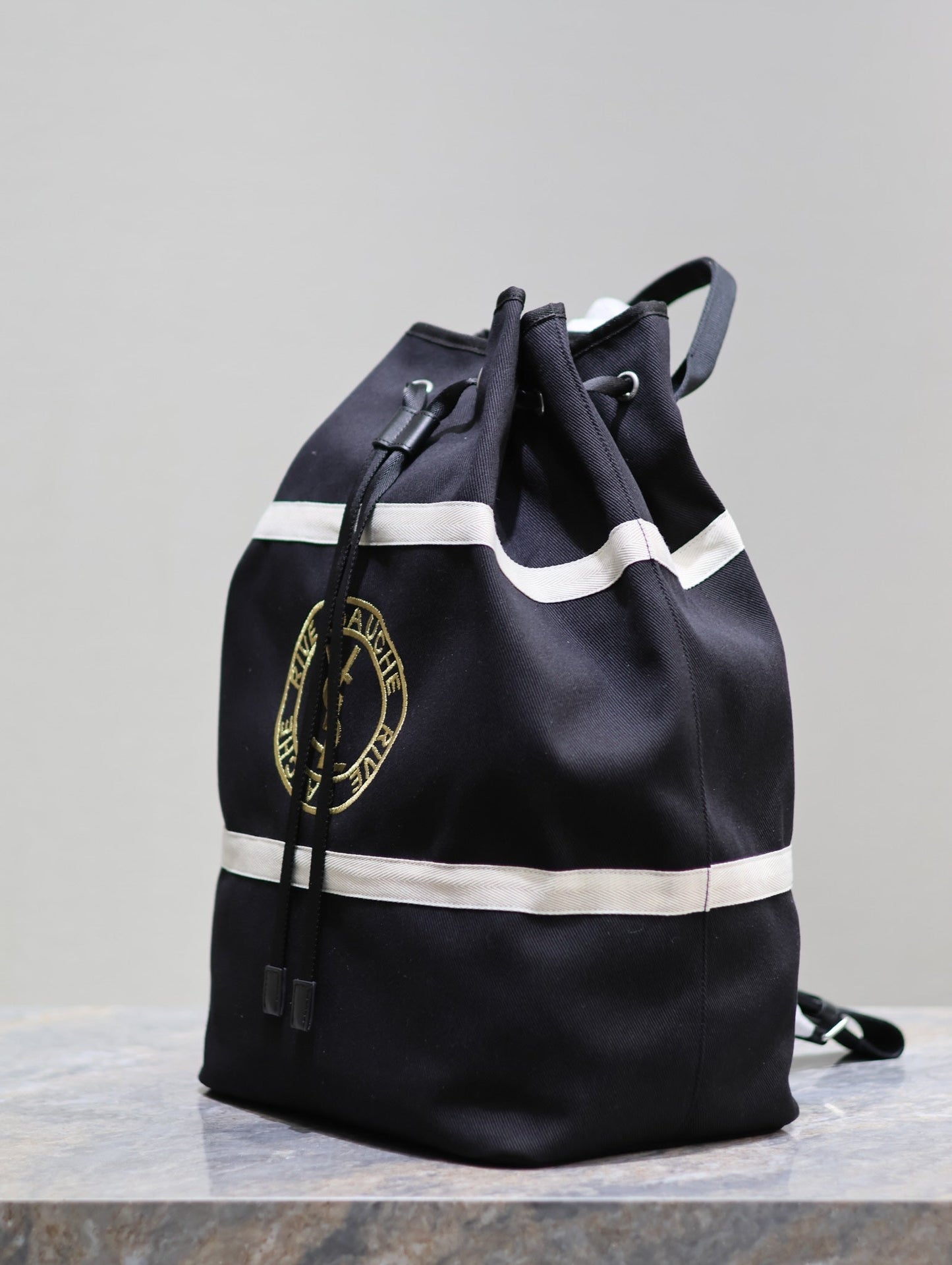 RIVE GAUCHE BACKPACK 49 IN BLACK MIX WHITE CANVAS