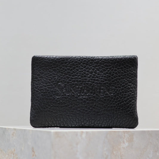 POUCH WITH ELEPHANT TEXTURE 23 IN BLACK LAMBSKIN LOGO EMBOSSED