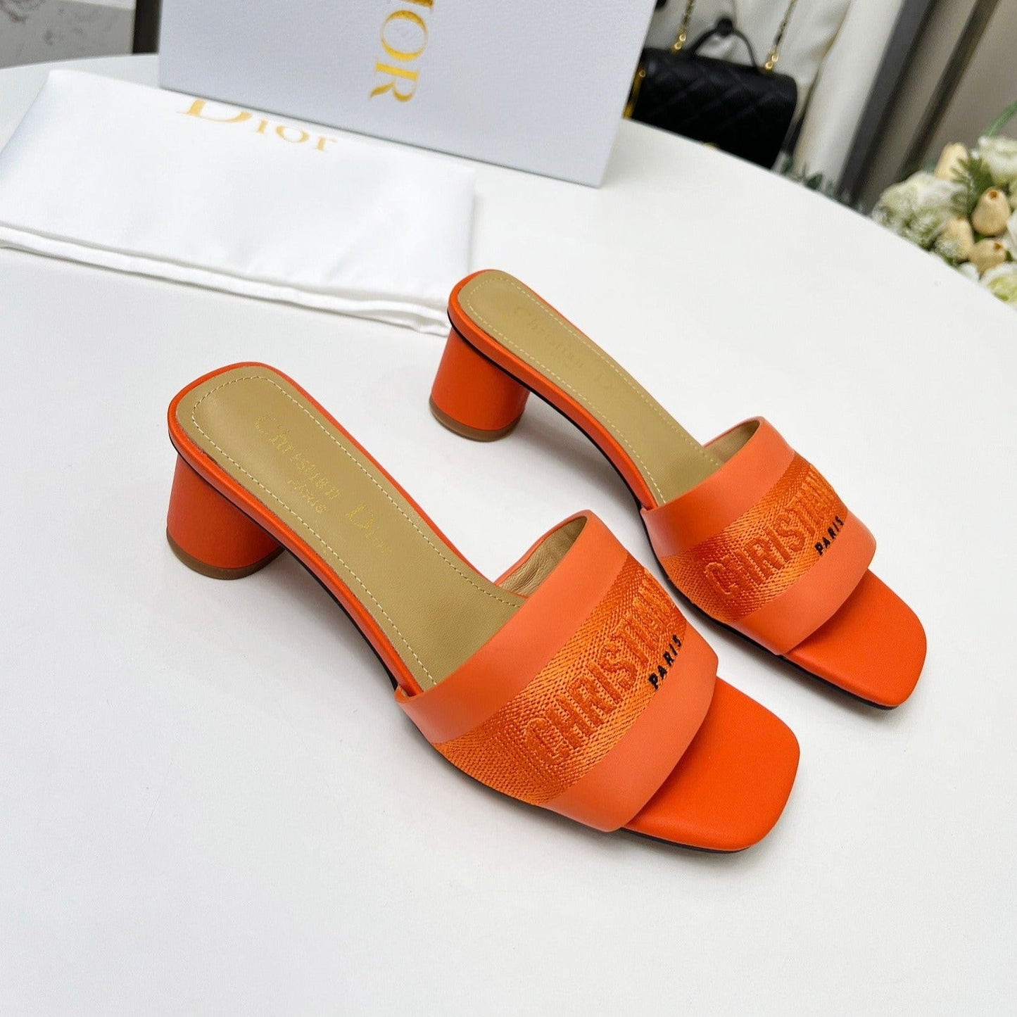 cd dway 45 orange canvas calfskin