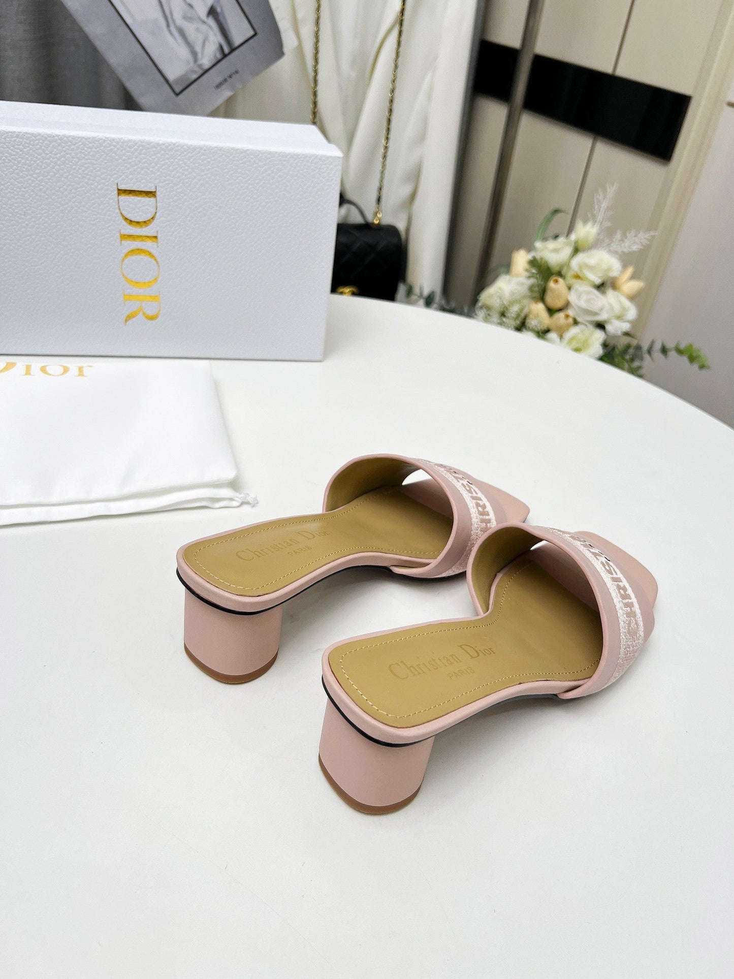 cd dway 45 pink canvas calfskin