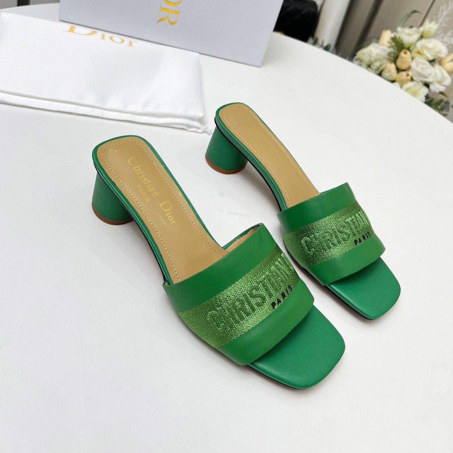 cd dway 45 green canvas calfskin