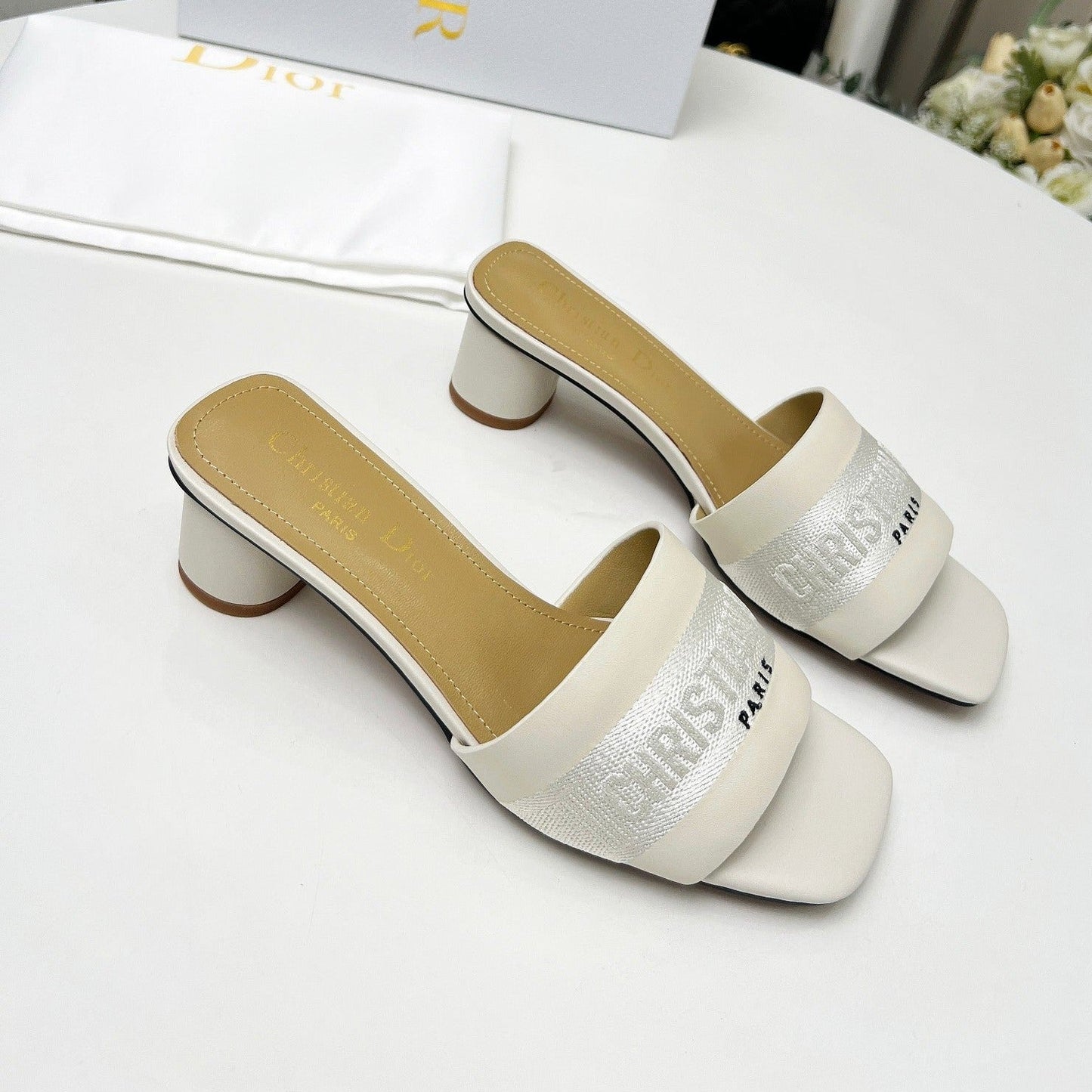 cd dway 45 cream canvas calfskin