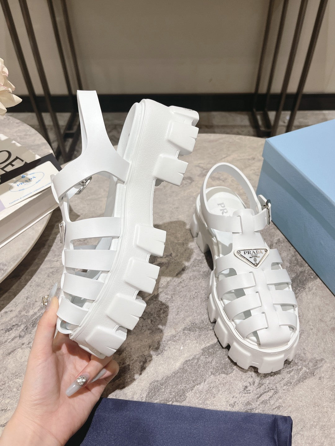 Pra Rubber Monolith Sandals White