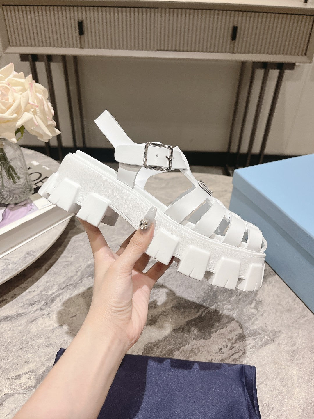 Pra Rubber Monolith Sandals White