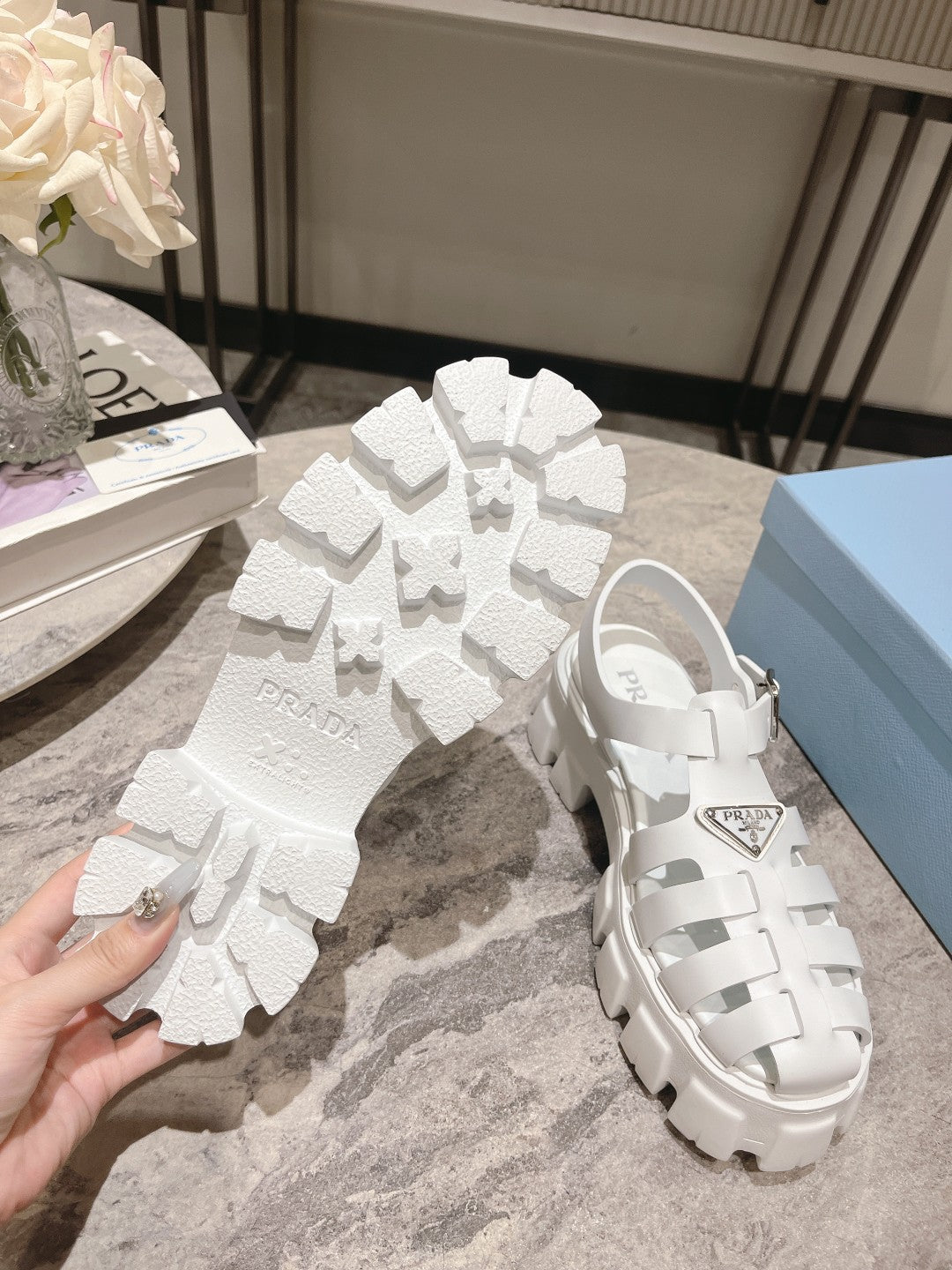 Pra Rubber Monolith Sandals White