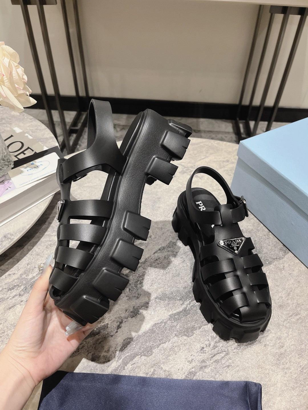 Pra Rubber Monolith Sandals Black