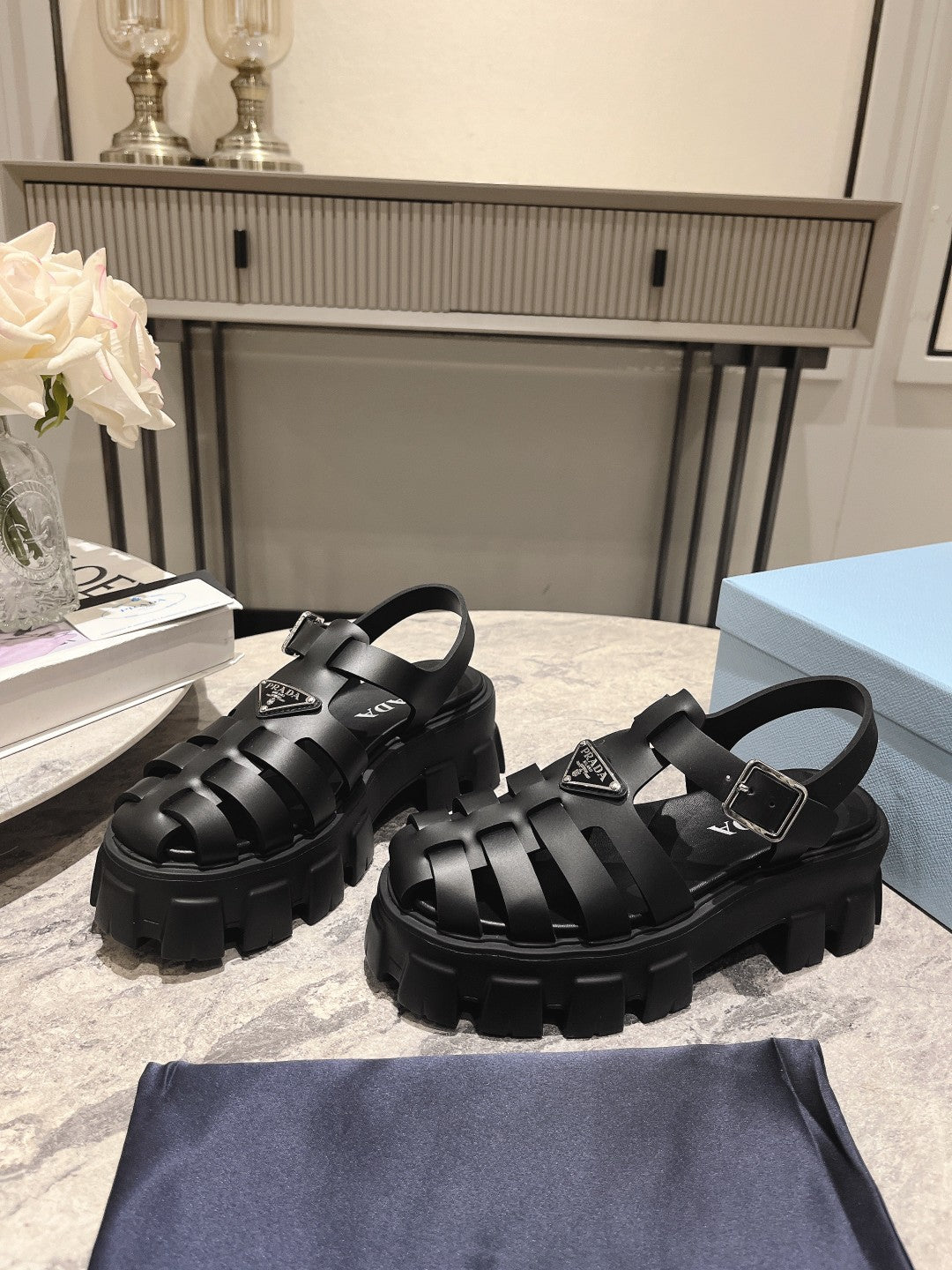 Pra Rubber Monolith Sandals Black