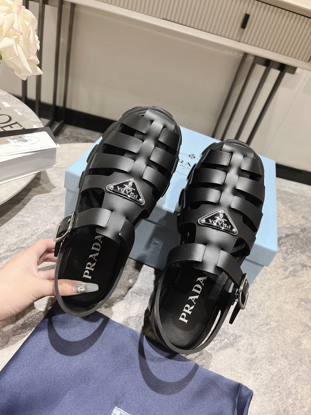 Pra Rubber Monolith Sandals Black