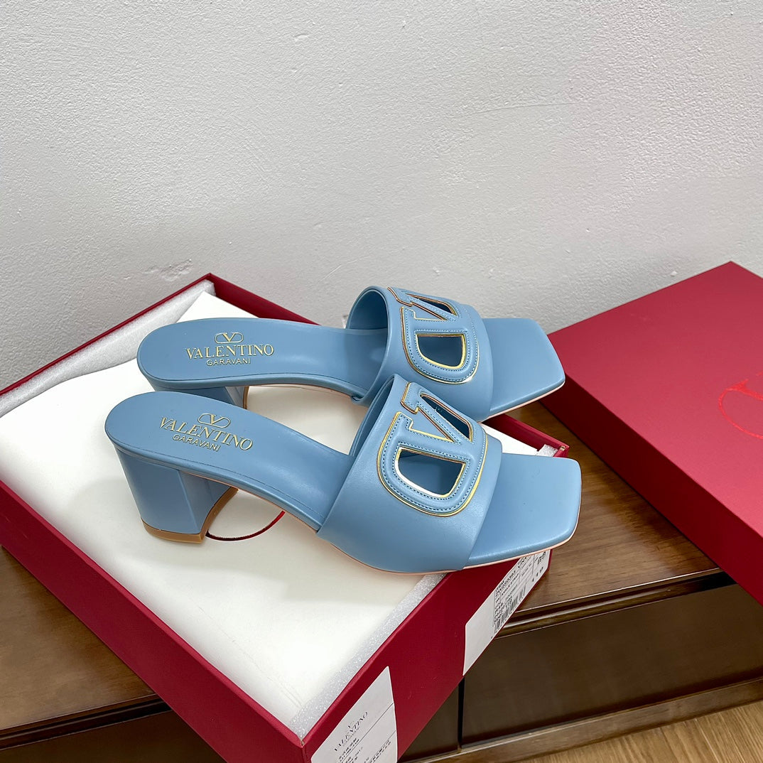 Vlogo Cut-Out 60 Sandal Baby Blue Calfskin