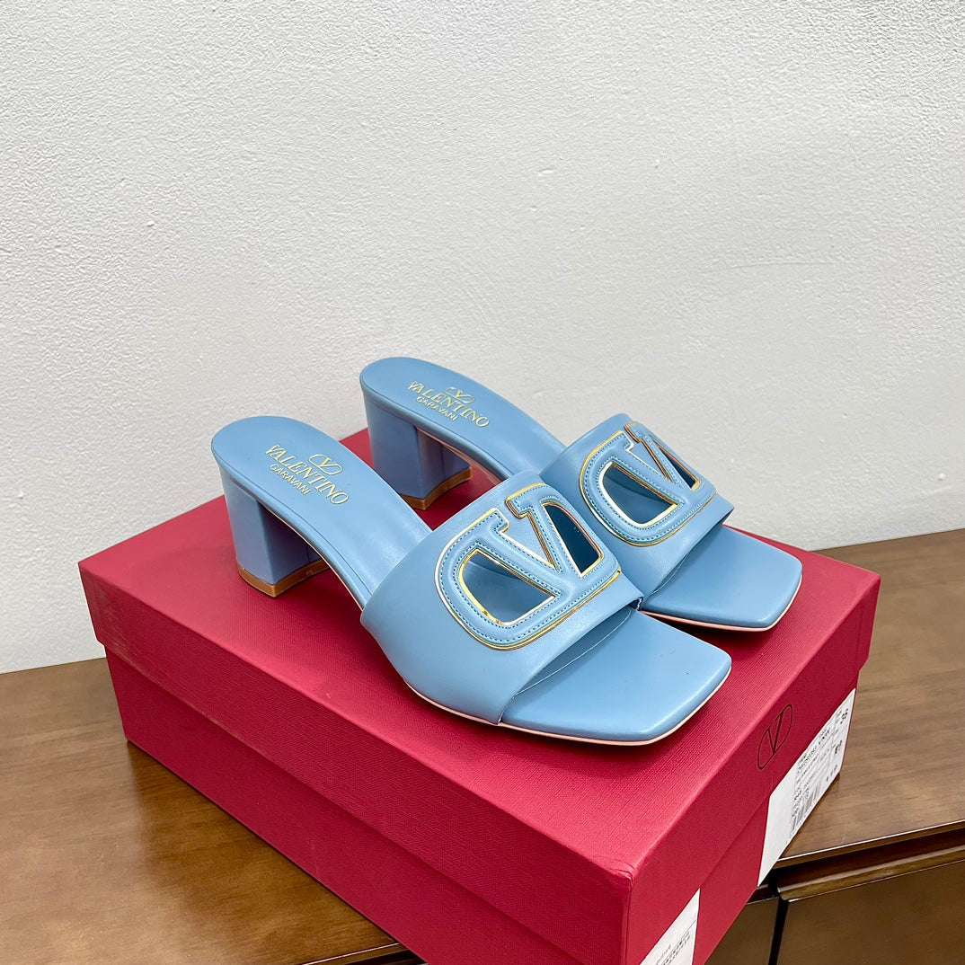 Vlogo Cut-Out 60 Sandal Baby Blue Calfskin