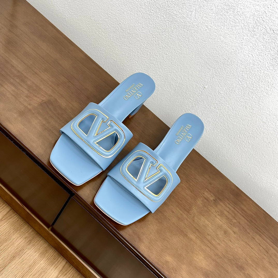 Vlogo Cut-Out 60 Sandal Baby Blue Calfskin