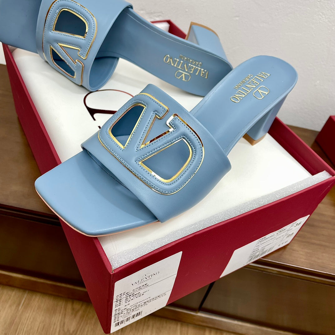 Vlogo Cut-Out 60 Sandal Baby Blue Calfskin