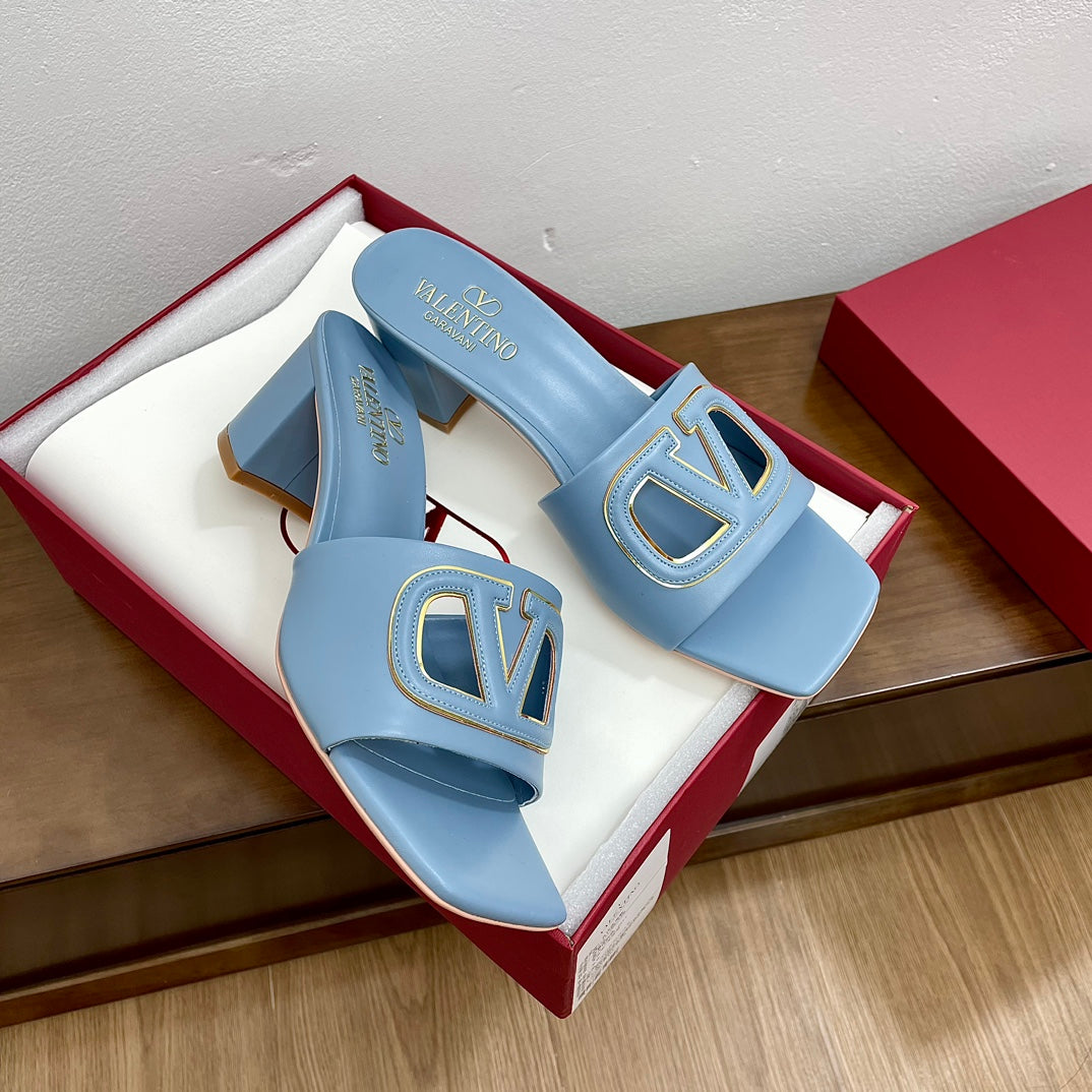 Vlogo Cut-Out 60 Sandal Baby Blue Calfskin