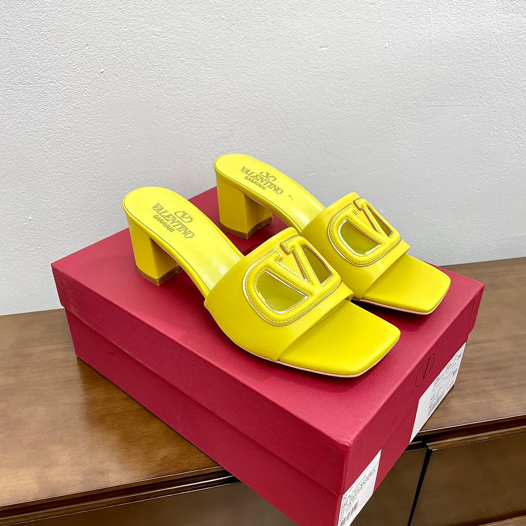 Vlogo Cut-Out 60 Sandal Yellow Calfskin