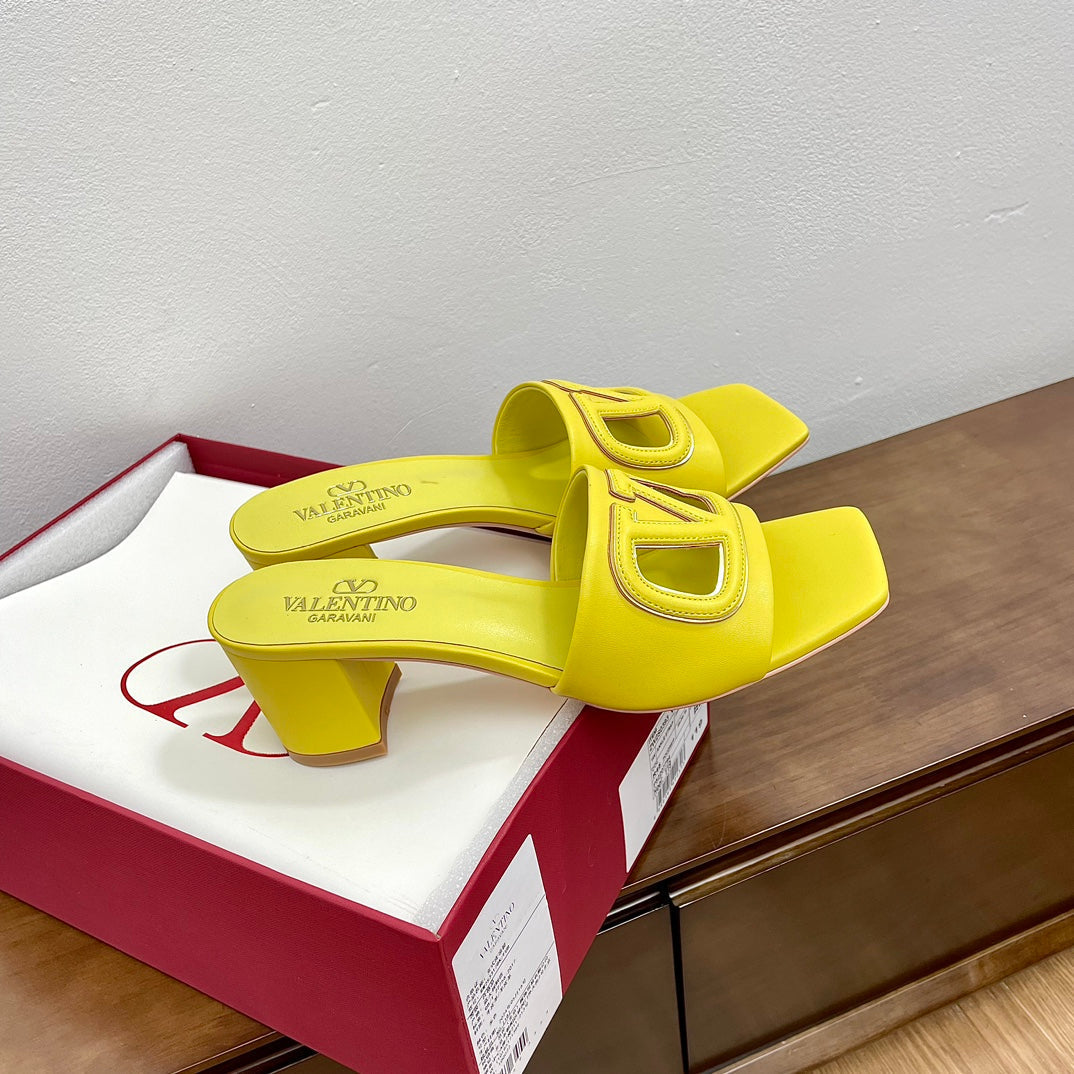 Vlogo Cut-Out 60 Sandal Yellow Calfskin