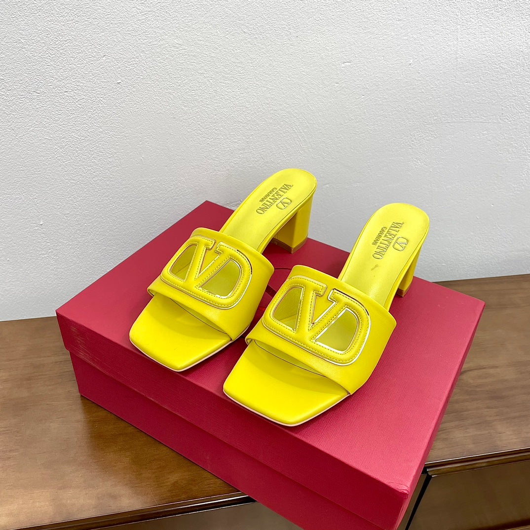 Vlogo Cut-Out 60 Sandal Yellow Calfskin