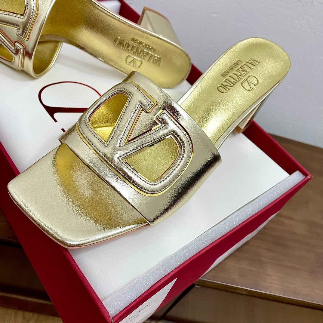 Vlogo Cut-Out 60 Sandal Gold Calfskin