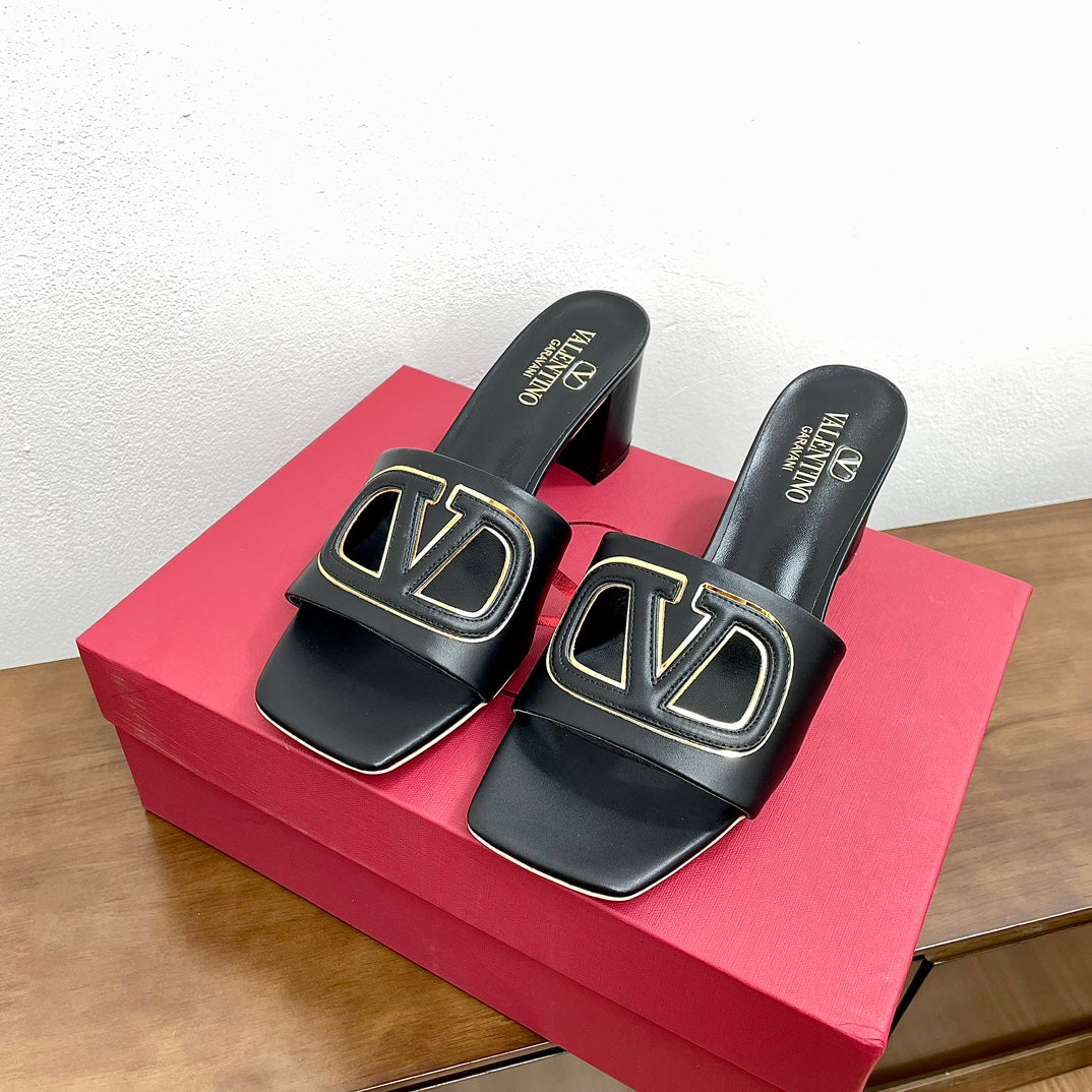 Vlogo Cut-Out 60 Sandal Black Calfskin