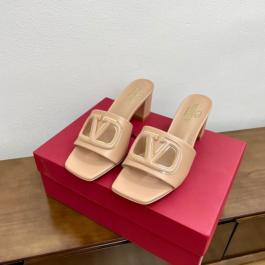 Vlogo Cut-Out 60 Sandal Beige Calfskin