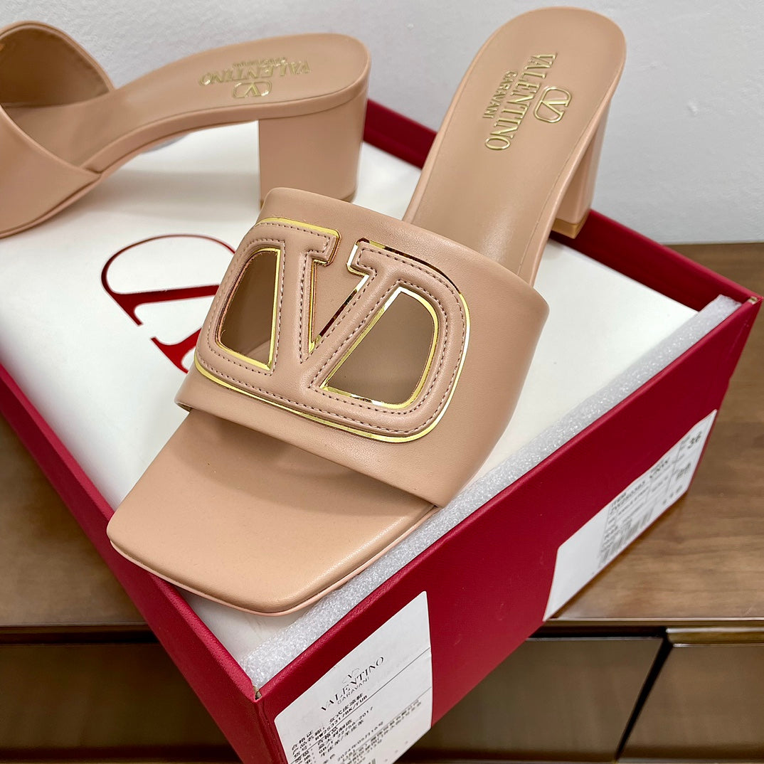 Vlogo Cut-Out 60 Sandal Beige Calfskin