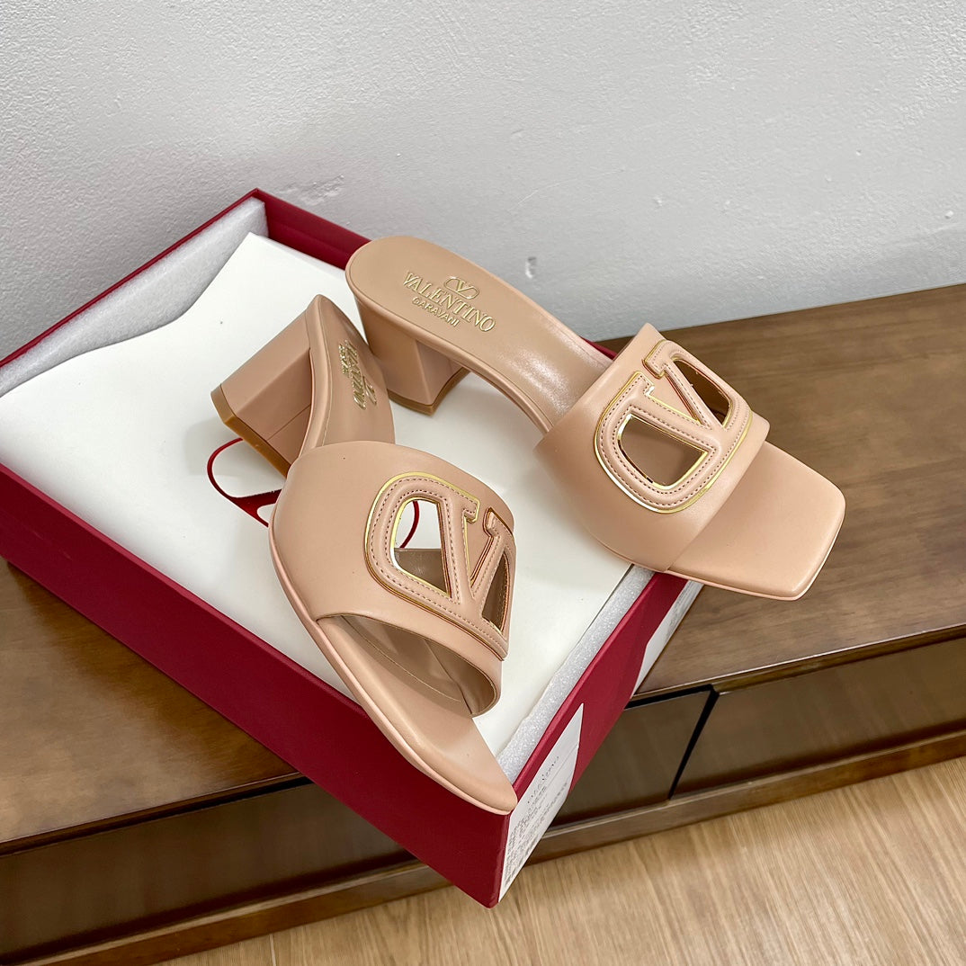 Vlogo Cut-Out 60 Sandal Beige Calfskin