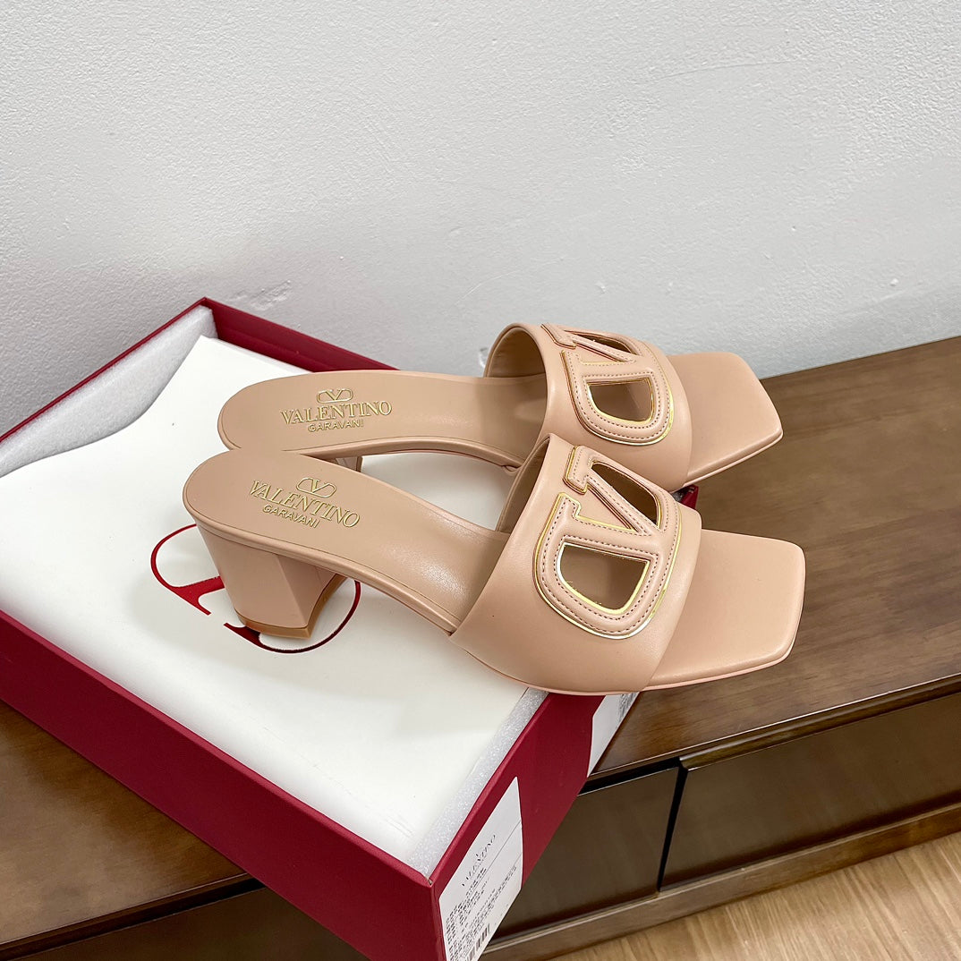 Vlogo Cut-Out 60 Sandal Beige Calfskin