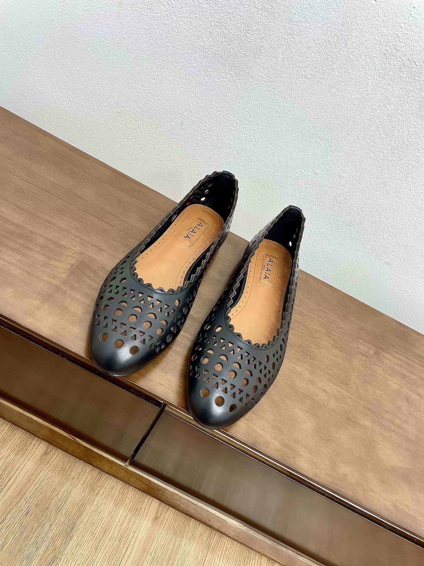 alaia ballet flat black vienne lambskin