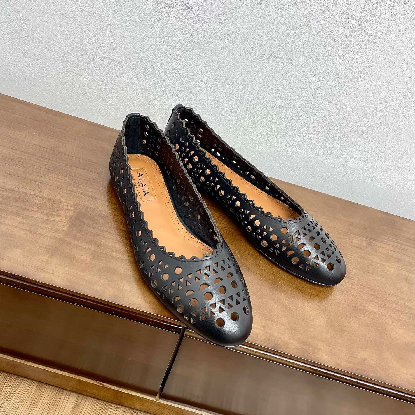 alaia ballet flat black vienne lambskin