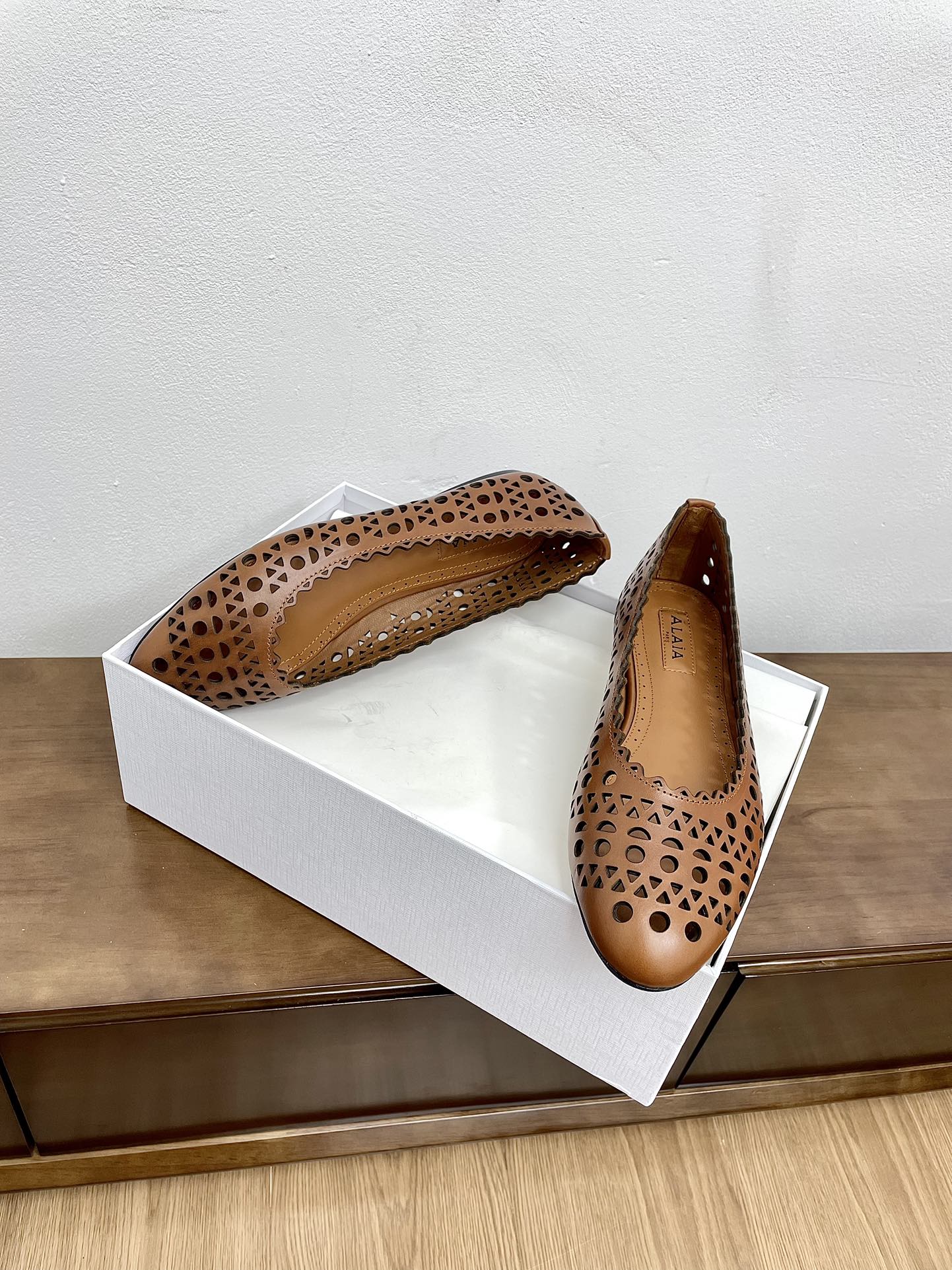 alaia ballet flat dark brown vienne lambskin