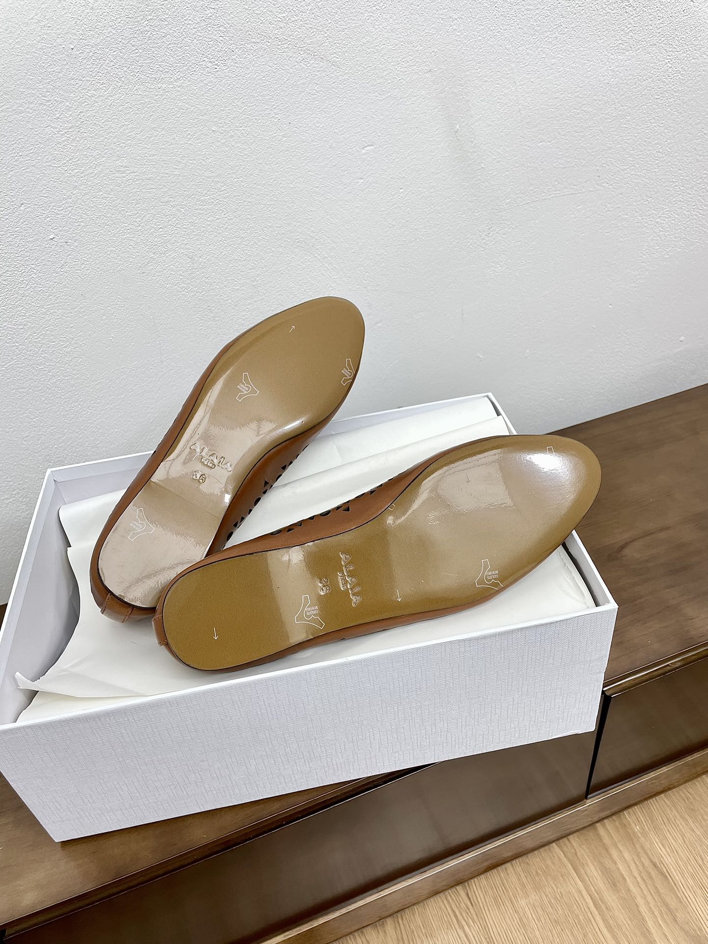 alaia ballet flat dark brown vienne lambskin