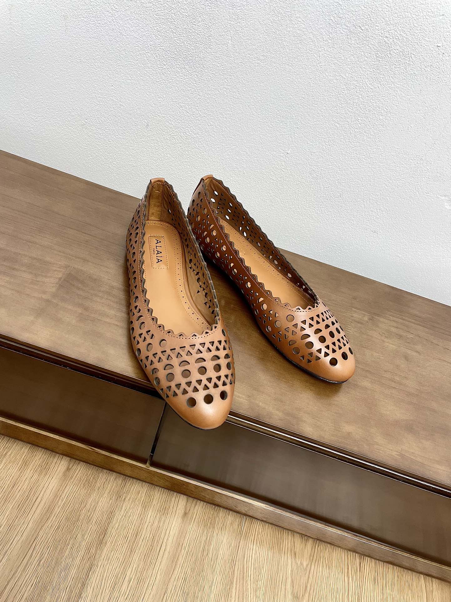 alaia ballet flat dark brown vienne lambskin