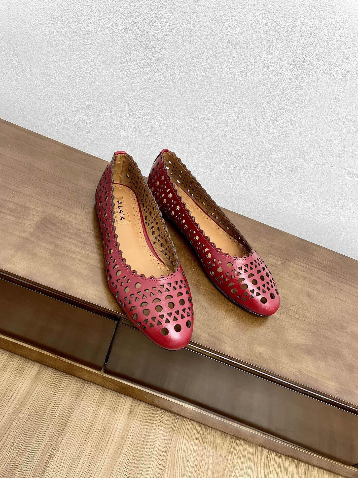 alaia ballet flat dark red vienne lambskin