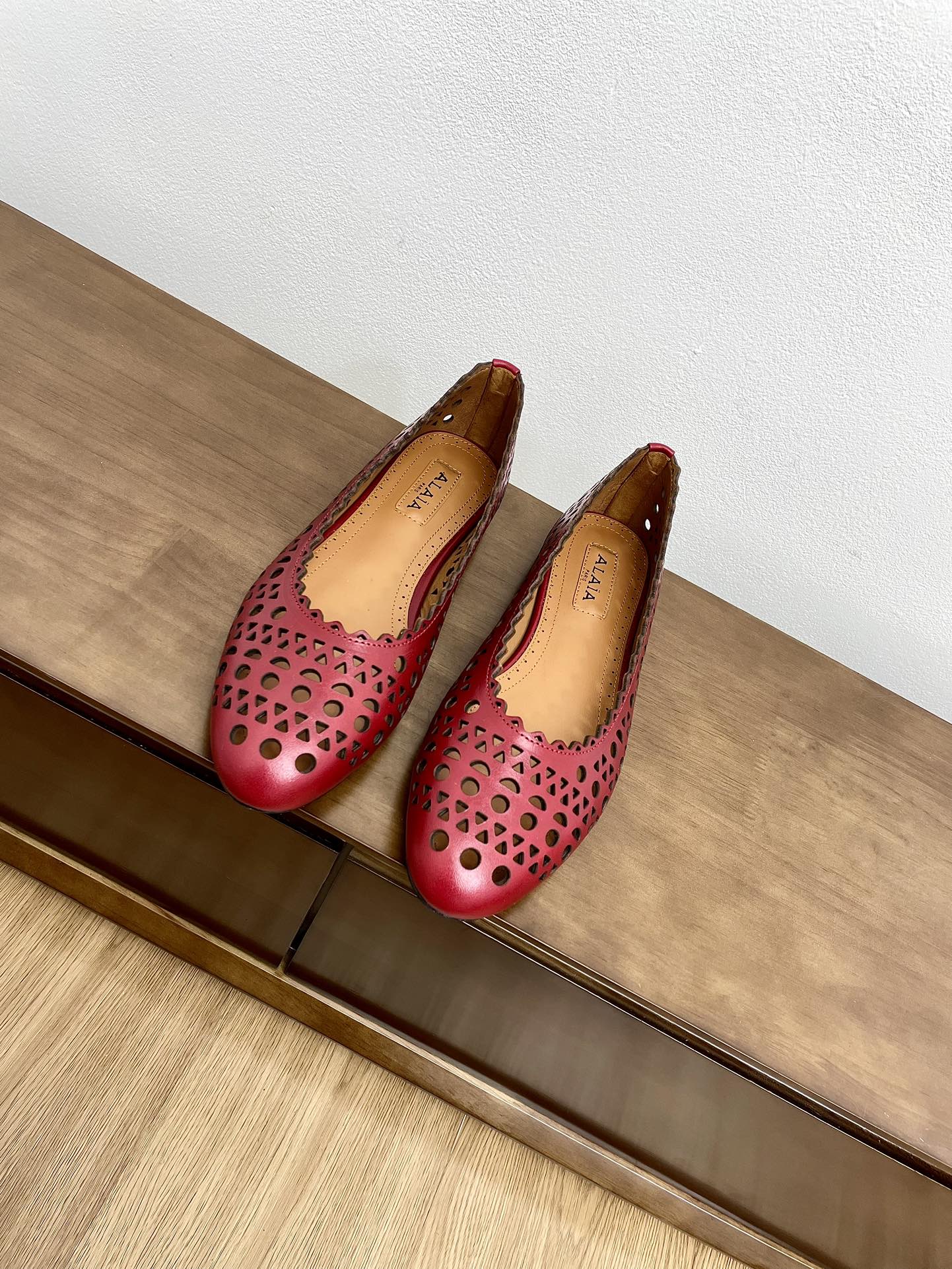 alaia ballet flat dark red vienne lambskin