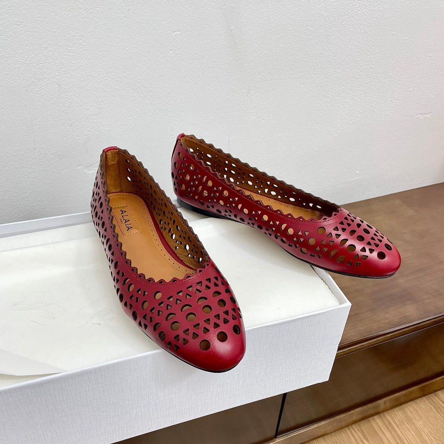 alaia ballet flat dark red vienne lambskin