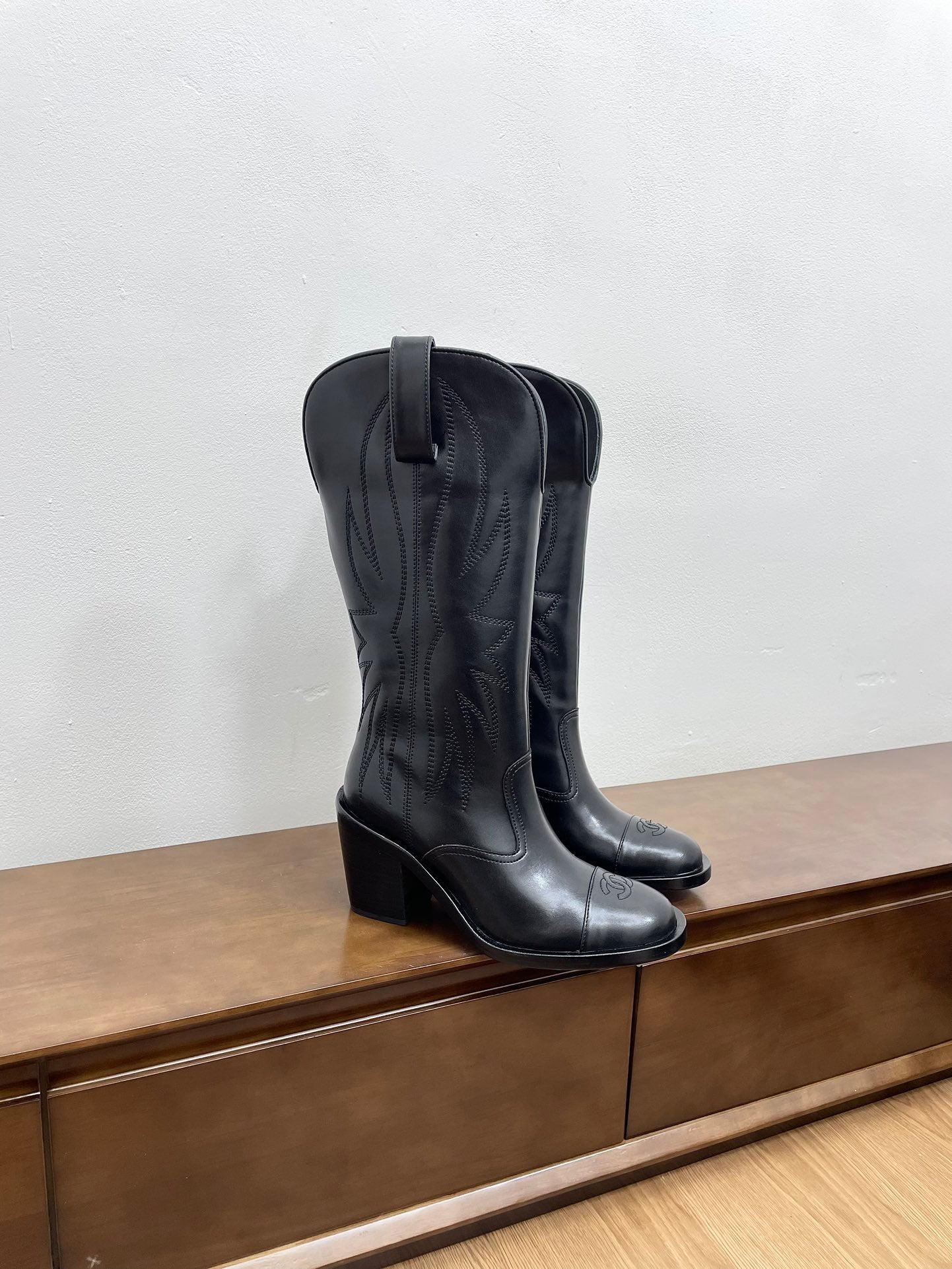 CC High Boots 70mm Black Calfskin