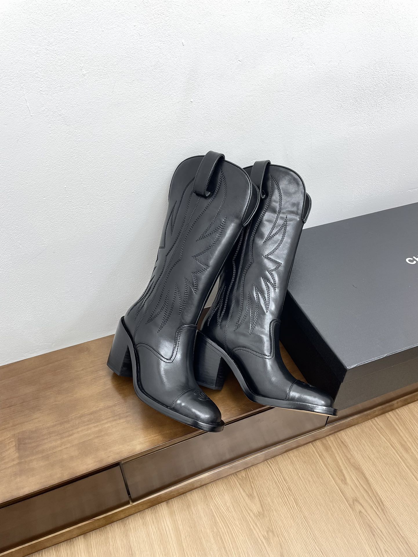 CC High Boots 70mm Black Calfskin