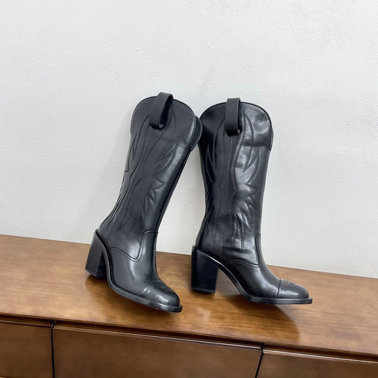 CC High Boots 70mm Black Calfskin