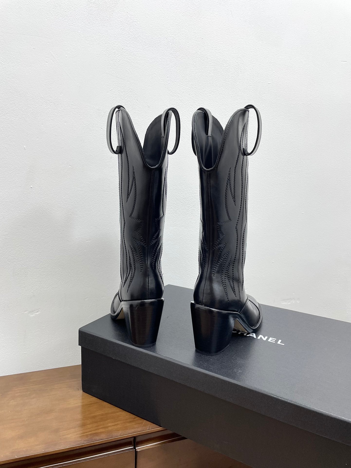 CC High Boots 70mm Black Calfskin