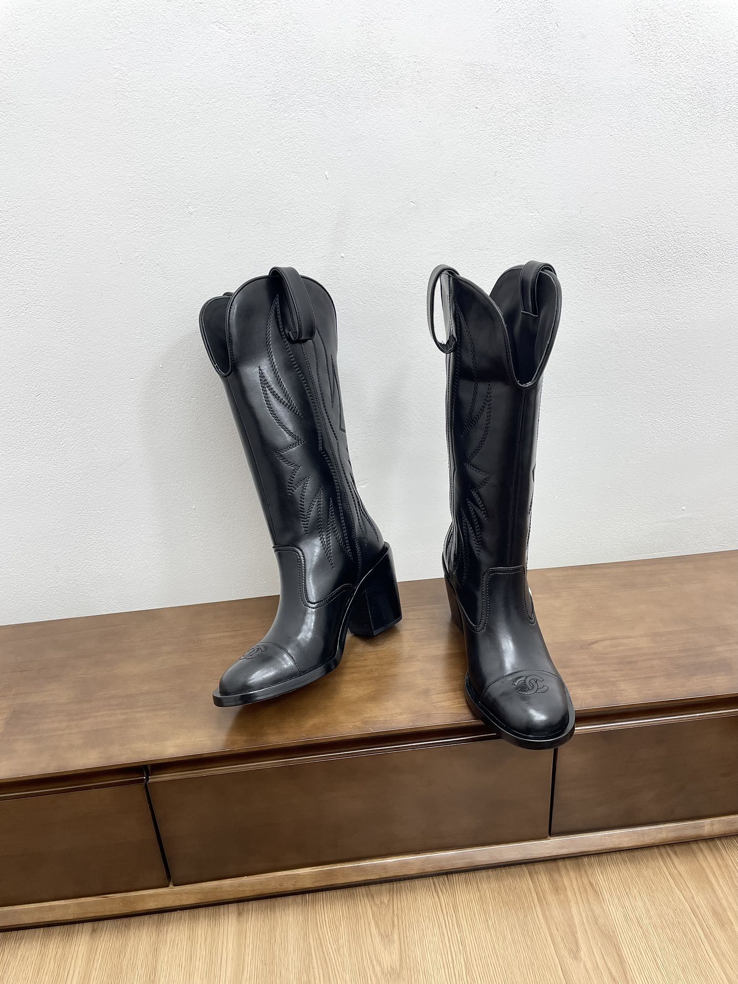 CC High Boots 70mm Black Calfskin