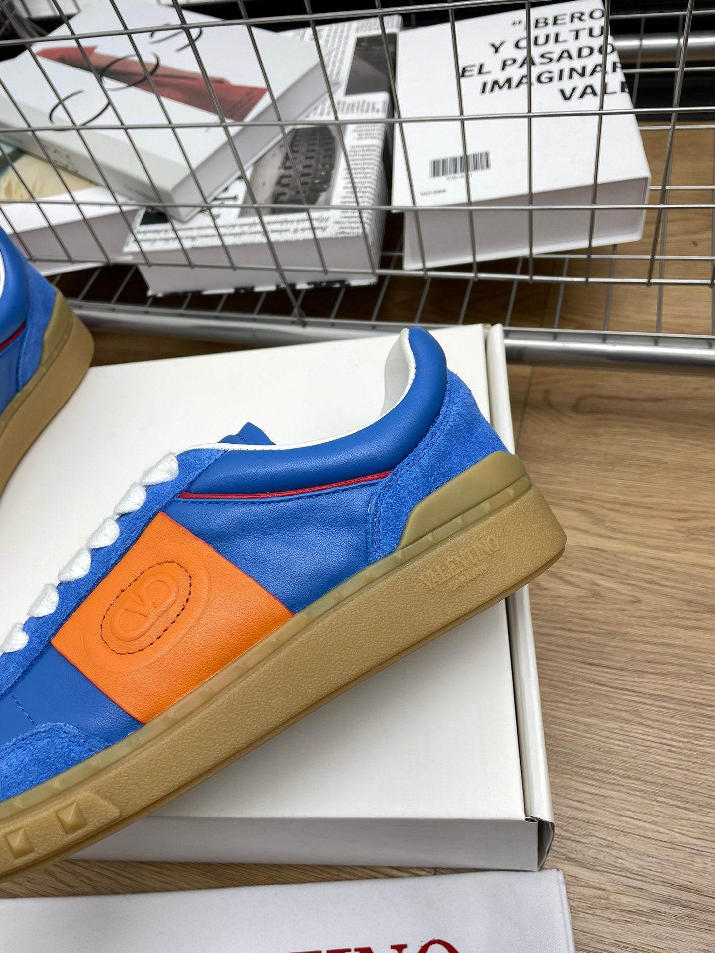 Upvillage Trainer 30mm In Dark Blue Mix Orange Laminated Calfskin With Suede 990145