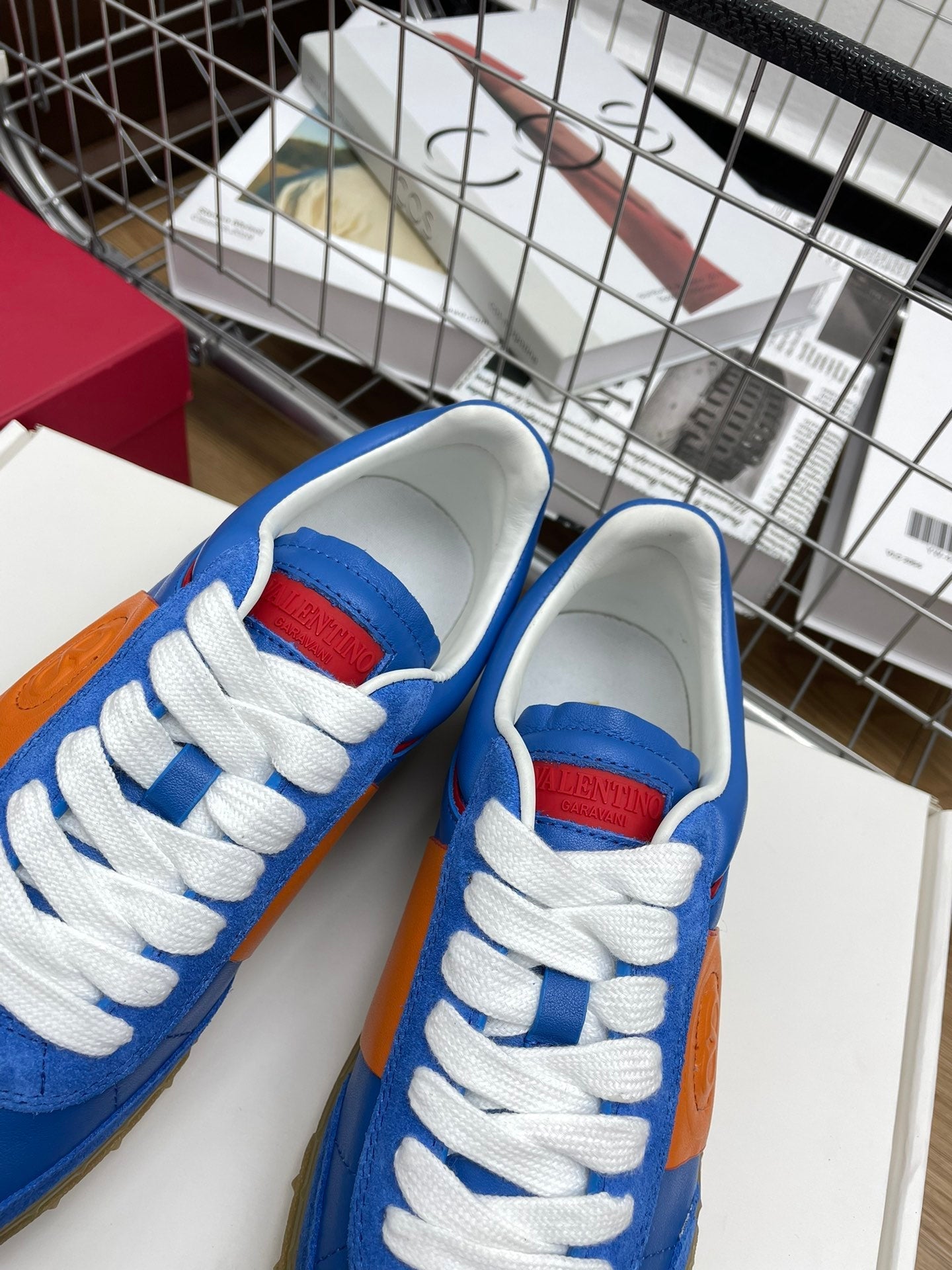 Upvillage Trainer 30mm In Dark Blue Mix Orange Laminated Calfskin With Suede 990145