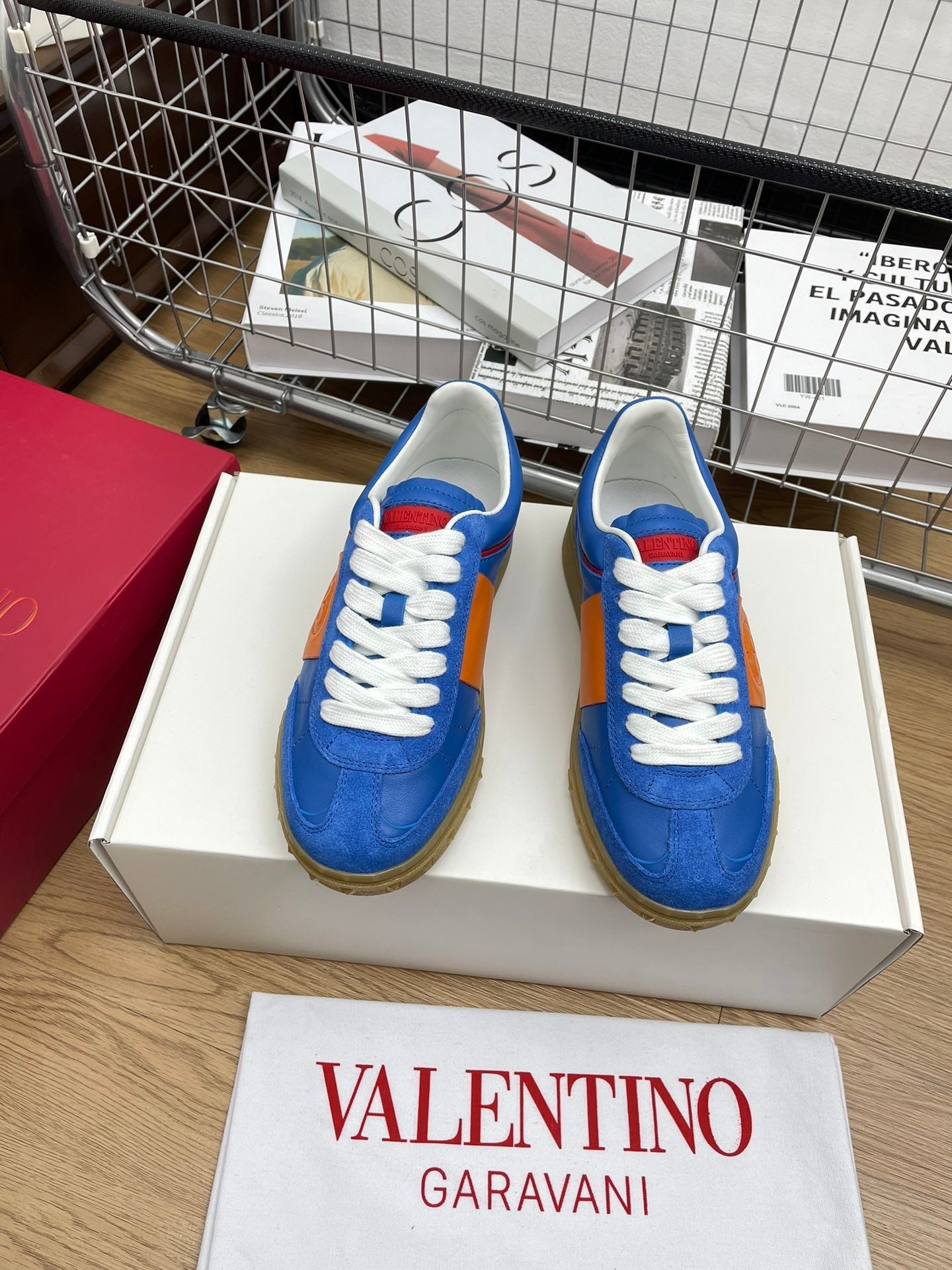 Upvillage Trainer 30mm In Dark Blue Mix Orange Laminated Calfskin With Suede 990145