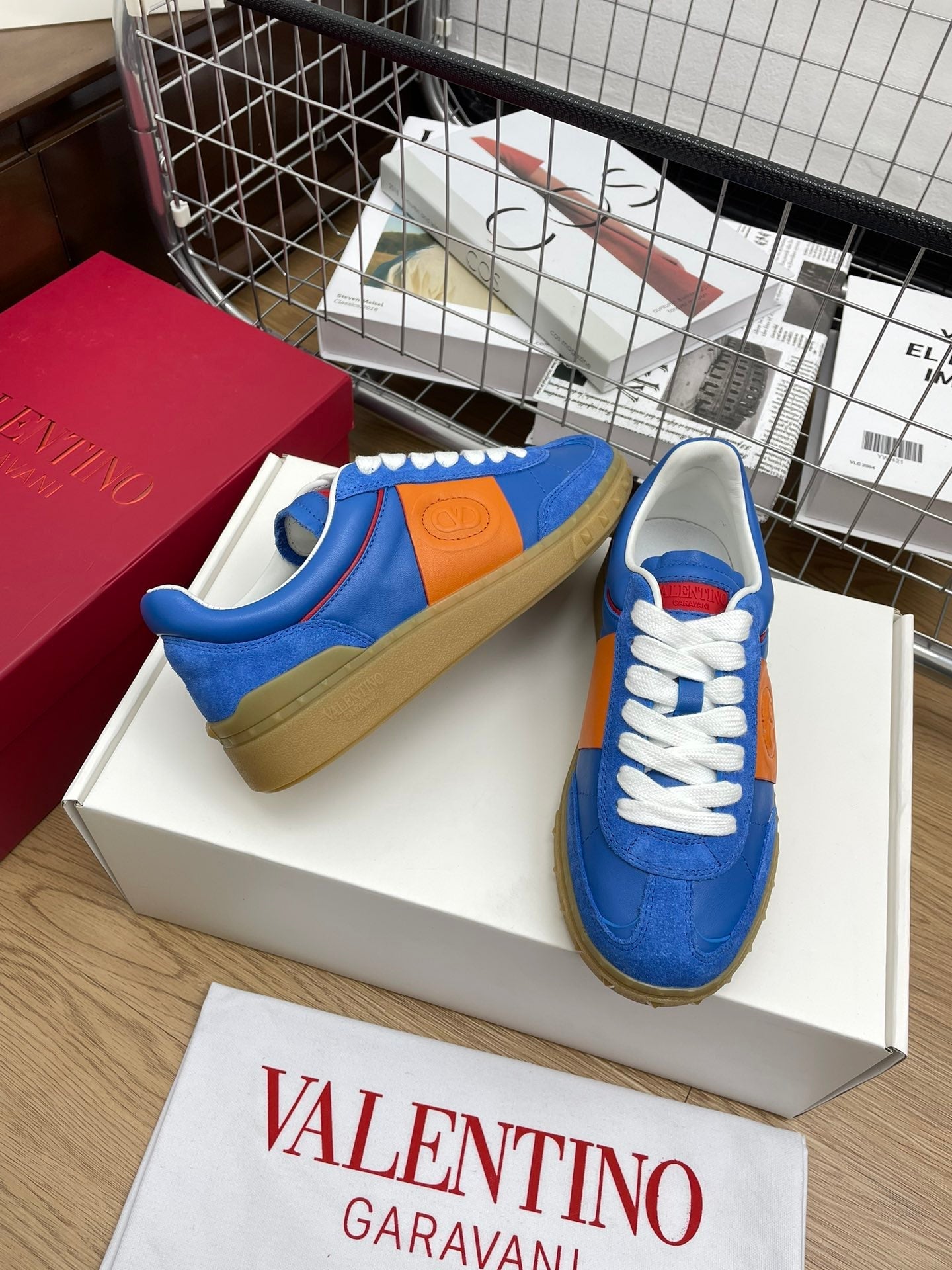 Upvillage Trainer 30mm In Dark Blue Mix Orange Laminated Calfskin With Suede 990145