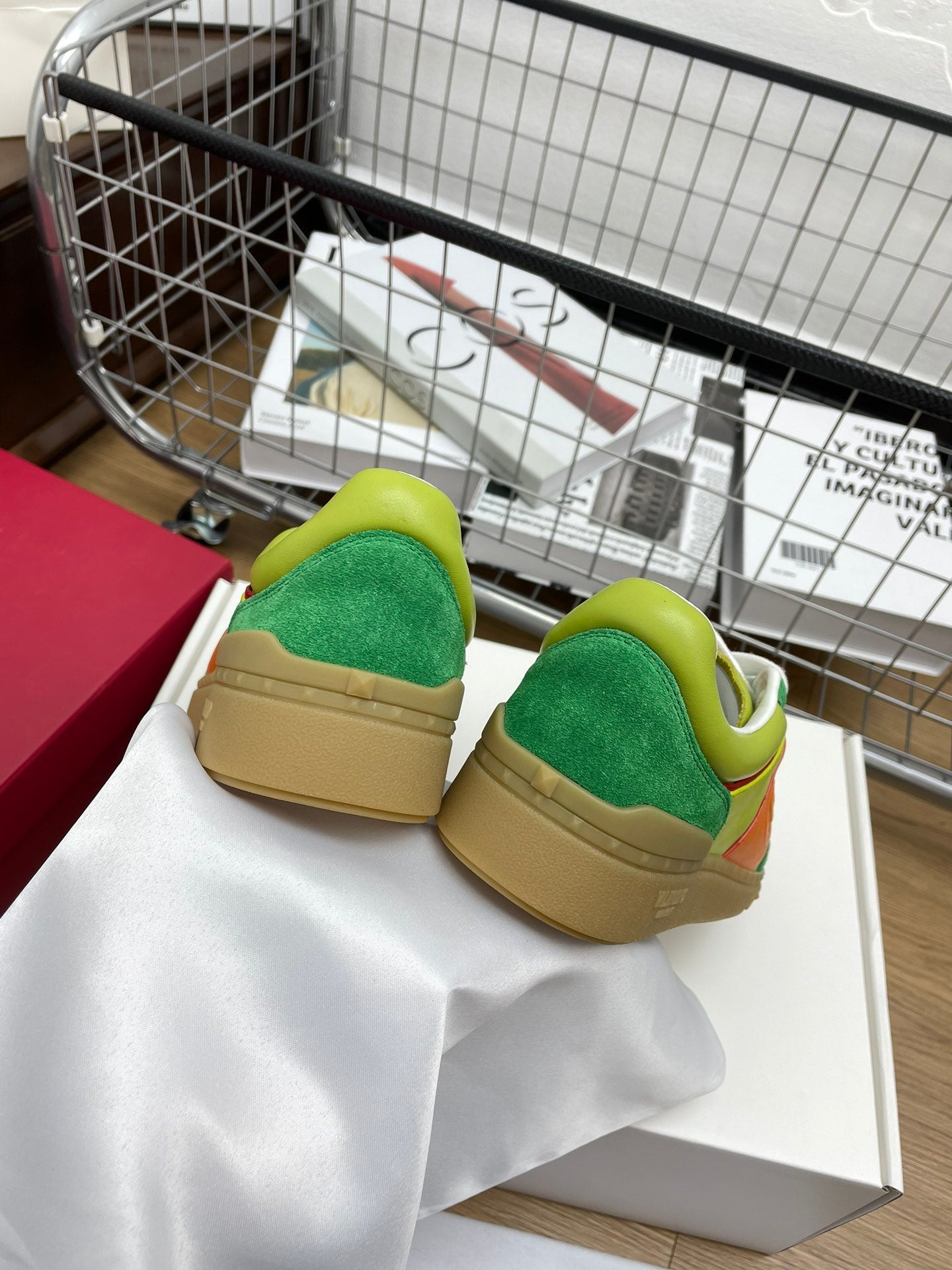 Upvillage Trainer 30mm In Lime Green Mix Emerald Laminated Calfskin With Suede 990147