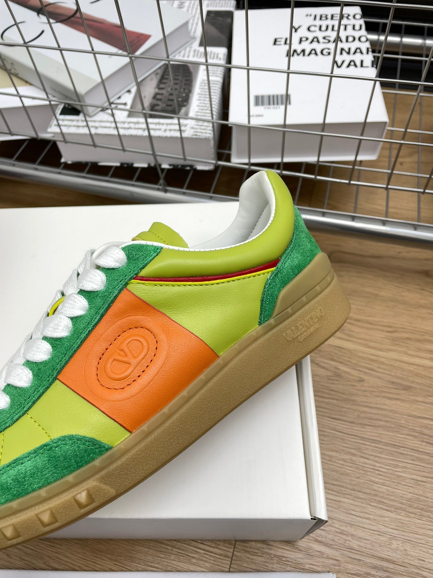 Upvillage Trainer 30mm In Lime Green Mix Emerald Laminated Calfskin With Suede 990147