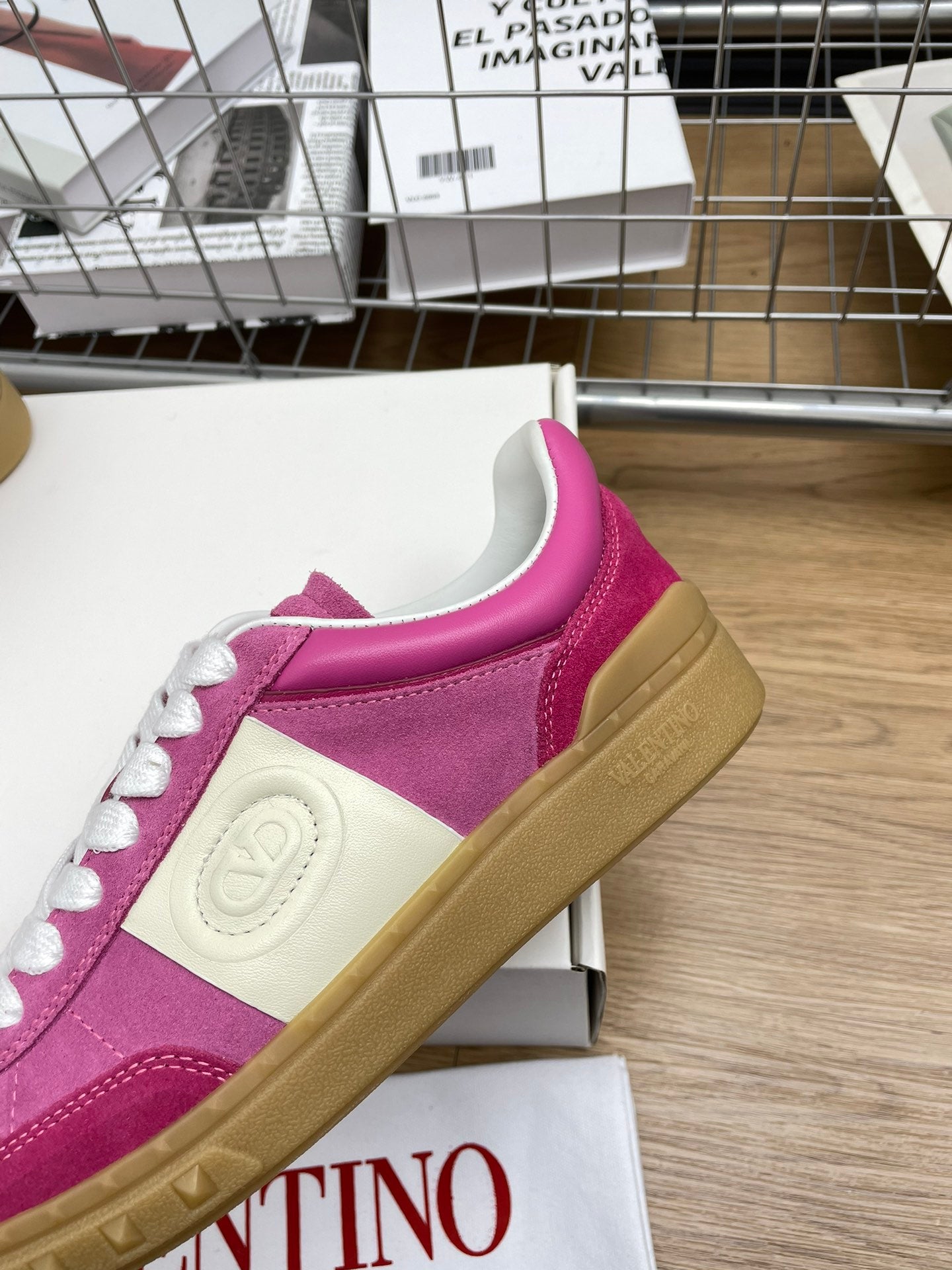 Upvillage Trainer 30mm In Magenta Mix Dark Pink Suede With Laminated Calfskin 990151