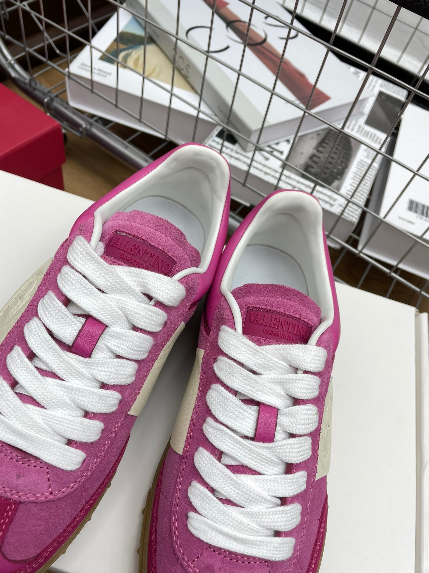 Upvillage Trainer 30mm In Magenta Mix Dark Pink Suede With Laminated Calfskin 990151