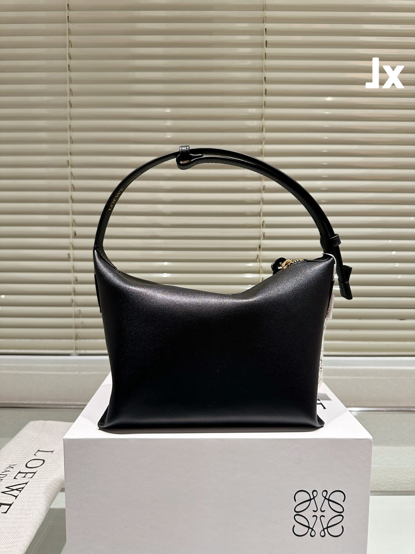 LOE LUNA HOBO 27 BAG IN BLACK CALFSKIN