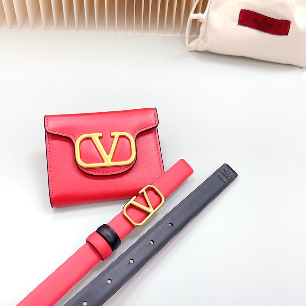 valenti belt 20mm mini pouch red calfskin gold buckle